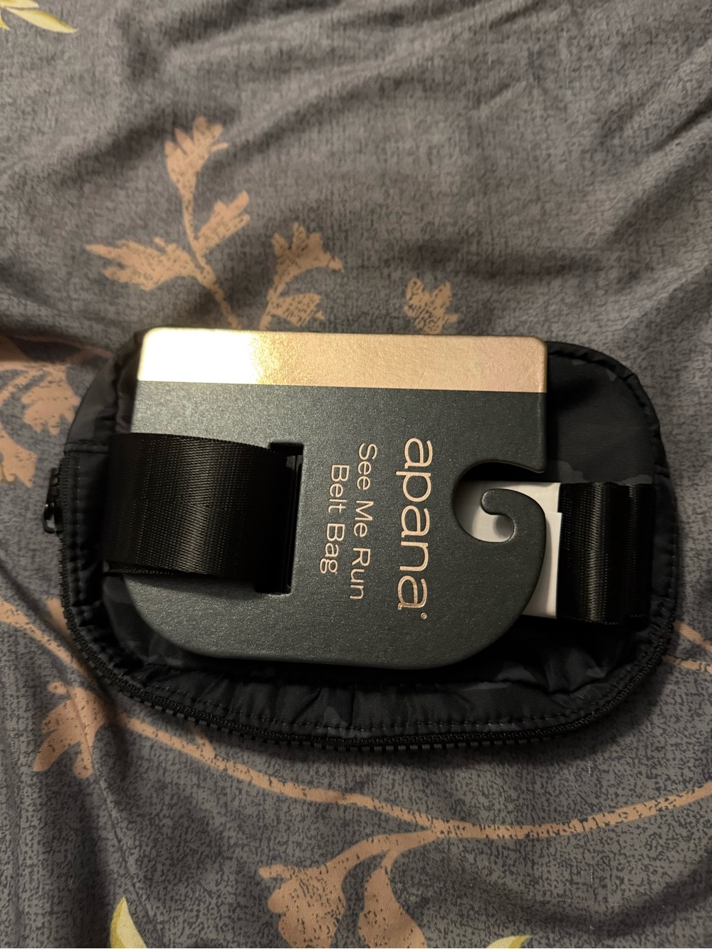 Apana black belt bag with rose gold accent